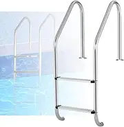 2/3 Step Swimming Pool Ladder,with Stainless Steel Steps and Armrest,Weight Capacity 550 Lbs,for Water Park Open Air Bath(2-steps1.5mm)
