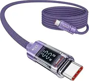 100W USB C to USB C Fast Charging Cable, 2M PD 5A Type C Cord with Intuitive Power Display & Tough Nylon Braid, Compatible with iPhone 16 15 Pro Max Plus MacBook iPad Samsung Galaxy S24/S23/S22