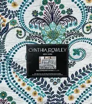 Cynthia Rowley Green Blue Jacobean Floral Quilted Standard Sham Set Of 2 Pillow