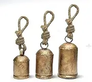 Shabby Chic 3 Bells Made of Tin Vintage Rustic Cow Bells for Crafts Christmas Tree Jingle Hanging Bells (3 Different Size)