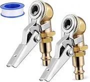 MAGICLULU 2Pcs Locking Tire Inflator Chuck Durable Air Compressor Attachments for Cars Motorcycles and Trucks Easy Installation with Sealing Tape Wide Compatibility
