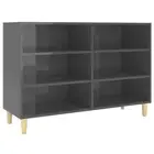 High Gloss Sideboard Cabinet Shelves Storage Wooden Rack Display Shelf Grey
