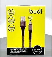 Budi i5 2.4A Lightning Cable and Sync Aluminium Shell Cable, 2 Meter Length