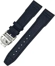 [NGALJJ] 20mm 21mm Nylon Genuine Leather Watchband for IWC PORTOFINO PILOT'S WATCHES IW3777 Green Blue Black Cowhide Strap