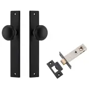 Paddington Knob Rectangular Backplate Passage Kit Matt Black