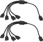 eMagTech 2Pcs Cable ARGB 3Pin 1 to 4 Female to Male Splitter Cable for Water Cooling Radiator Computer Case CPU Radiator Case Fan 5V 33cm