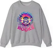 [X.Style] Just A Girl Who Loves Otters and Books. Sea Otter Book Lover ds024 Sweater Grey XL