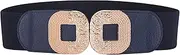 [Doneboo] Women's Wide Elastic Belt Gold Buckle Dress Belt Stretchy Waistband Waist Belt Cinch Belts for Women