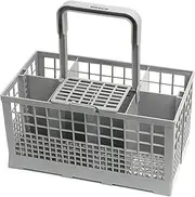 [Wenco] Dishwasher Basket for Most Standard Dishwashers, Cutlery Basket for Dishwasher, Dishwasher, Removable Handle, Folding Grid Lid, Dimensions Including Handle 23.7 x 13.7 x 24.7 cm, Grey
