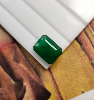 Natural Emerald Cut 6.70 Carat Green Untreated Zambia Emerald Octagon 13x10 mm