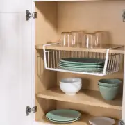 Home Basics Under The Shelf Storage Basket Organizer, White, 15.25x10.25x5.75 In