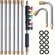 16PCS Stainless Steel High-Pressure Water Gun Set with Extended Rods 4000psi Quick Connect Versatile Cleaning Tool for C