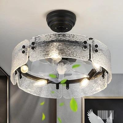Fandelier Ceiling Fan with LightBlack Semi-Flush Mount Fan Lamp Quiet Motor w...