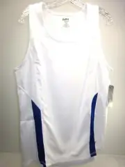 EASTBAY 2-COLOR RUN SINGLET WHITE/ BLUE SIZE MEDIUM POLYESTER 8137207 DISCOLORED