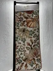 Mireille Designs Fall Table Runner Pumpkin Leaves Beads 14” X 72” New NWT
