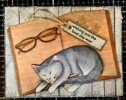 MOTHER'S DAY ' Mom" - Gina K Designs 'Kitty on a book' - handmade card By DEE