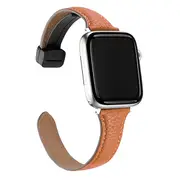 ZUSLAB Apple Watch Leather Band for 9/8/7 41mm- 6/SE/5/4/3/2 40mm 38mm Top Genuine Leather Replacement Strap - Dark Orange