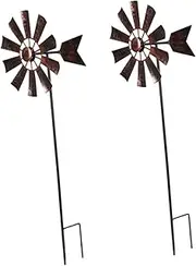 ifundom 2Pcs Garden Decor Rotating Windmill for Outdoor Lawn Sturdy Wind Spinners Unique Garden Stake Ornament for Beautiful Landscape Design