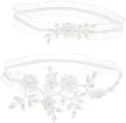[LIFKOME] Bridal Leg Strap Costume Lace Flower Garter Elastic Wedding Garter for Women Perfect for Wedding Day White