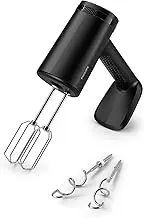 Philips Hand Mixer 5000 Series, Versatile Hand Mixer, Powerful motor 500W, 5 Speed settings, Anti-splatter, Includes Dough Hooks & Wire Beaters, Black (HR3781/00)