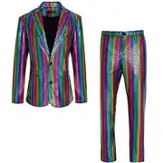 Disco 1980s Pants Outfits Suits Blazers Disco Sequins Men's Carnival Costume Masquerade Performance Party Club Adults' Coat Pants All Seasons