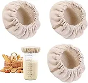 Sourdough Starter Jar Covers - 4Pcs Elastic Cotton Cloth Covers for Bread Proofing, Stretchy Bowl Lids