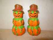 2 NEW 6" PUMPKIN HALLOWEEN FALL CANDLES Orange Scarecrow Man w/ Hat
