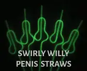 Glow In The Dark Swirly Penis Straws Bachelorette Party Favors and Supplies