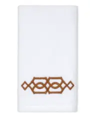 Avanti Geo Modern 100% Cotton 12" x 18" Fingertip Towel - White / Sienna Brown