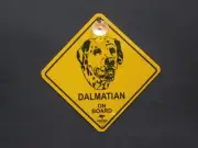 DALMATION ON BOARD CAR SWINGER SIGN FOR WINDOW WITH SUCKER