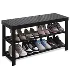 SMIBUY Bamboo Shoe Rack Bench 3-Tier Shoe Organizer Storage Shelf for Entrywa...