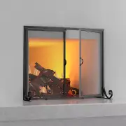 Fire Beauty Fireplace Screen with Hinged Doors, Powder Coated Steel Frame, Me...