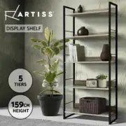 Artiss Bookshelf Wooden Display Shelves Bookcase Shelf Storage Metal Wall Black