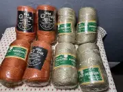 8 Vintage Knot Craft Macrame Twisted Persian Cord Orange Beige 48 yds Ea. RARE