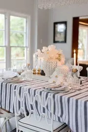 Black French striped tablecloth 150cmx180cm