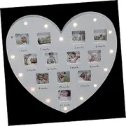 TOYANDONA Newborns Photo Frame Baby Growth Record Photo Holder Heart Shape Baby Rack for 12 Months
