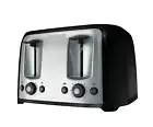 BLACK+DECKER 4-Slice Toaster with Extra-Wide Slots, Black/Silver