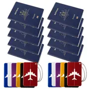 10X Passport Cover Australia with 12X Luggage Tags Suitcases Weather Resistant Protector Travel Clear Holder Wallet Case ID Credit Card Sleeve Bags