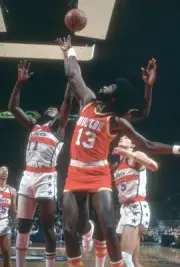 Dwight Jones Houston Rockets battles for a rebound with Elvin Haye- Old Photo