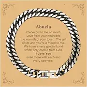 [Generic] Abuela Gift. Best Thank You Gifts for Abuela, I Love You Even More. Appreciation Gifts, Cuban Link Chain Bracelet with Message Card for Abuela, Small, Silver Plated Zinc, Cubic Zirconia