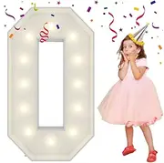 4FT Marquee Light Up Numbers Letters, Mosaic Numbers for Balloons, Giant Marquee Numbers, Mosaic Balloon Number 0 for 30th 40th 50th Birthday Decorations,60th 70th Anniversary Party Decor