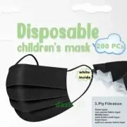 [Black]For KIDS Children Disposable Face Mask 200 PCs 3-Ply Earloop Mouth Cover