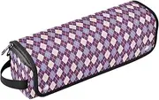 [sanluoli] Hair Tool Travel Bag and Heat Resistant Mat Waterproof Curling Iron Travel Case Winter Argyle Warm Purple White Women Essentials Storage