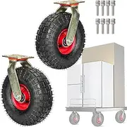Caster wheels heavy duty castors Furniture Castors Swivel Plate Caster Industrial Heavy Duty Caster, With Ball Bearings, With Side Brakes, For Wheelbarrow/Hand Truck/Tool Cart/Garden Carts(Swivel,25cm