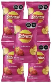 SABRITAS HABANERO HOT CHIPS 45g Box With 5 bags papas snacks Mexican Chips