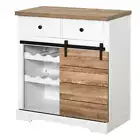 HOMCOM Storage Cabinet31.5" 2-Pull-out Drawers Wood White/Brown W/ Wine Racks