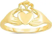 [JewelryWeb] 14k Gold Size 7 Yellow Finish 1.6 10mm Shiny Irish Claddagh Celtic Trinity Knot Ring Band Style-Ring for Women