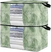 sanluoli 90L 2 Pack Under Bed Shoe Storage Organizer with Reinforced Handles, clear window Sweater Storage For Closet