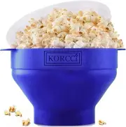 The Original Korcci Microwaveable Silicone Popcorn Popper Maker Bowl Blue
