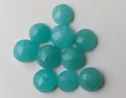 8-9mm Amazonite Faceted Round Flat Back Cabochons, Amazonite Rose Cut Round